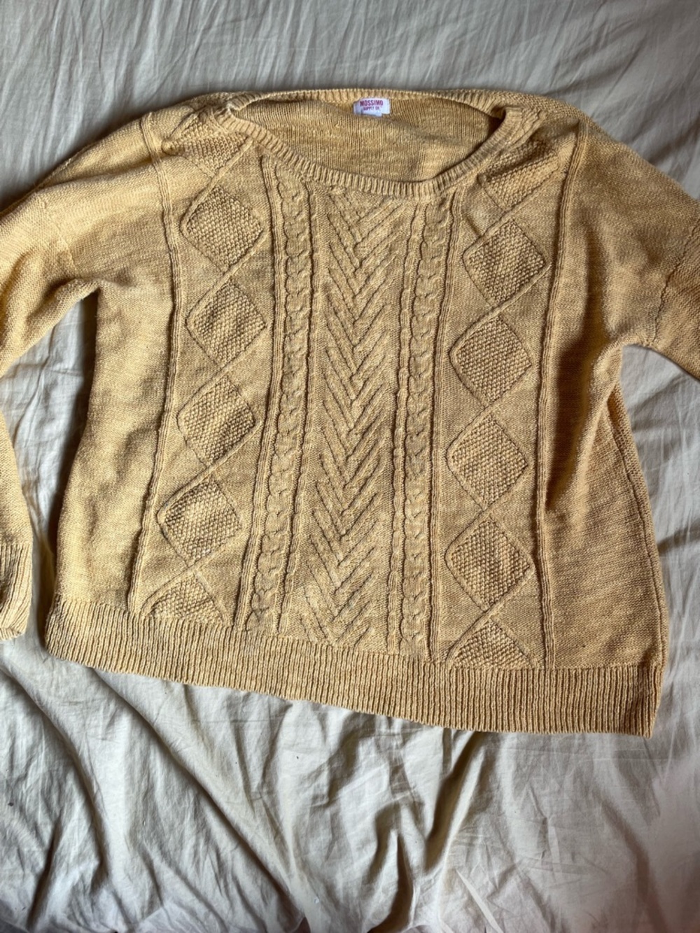 Mossimo Supply Co. Cable Knit Crewneck Sweater in Light Tan